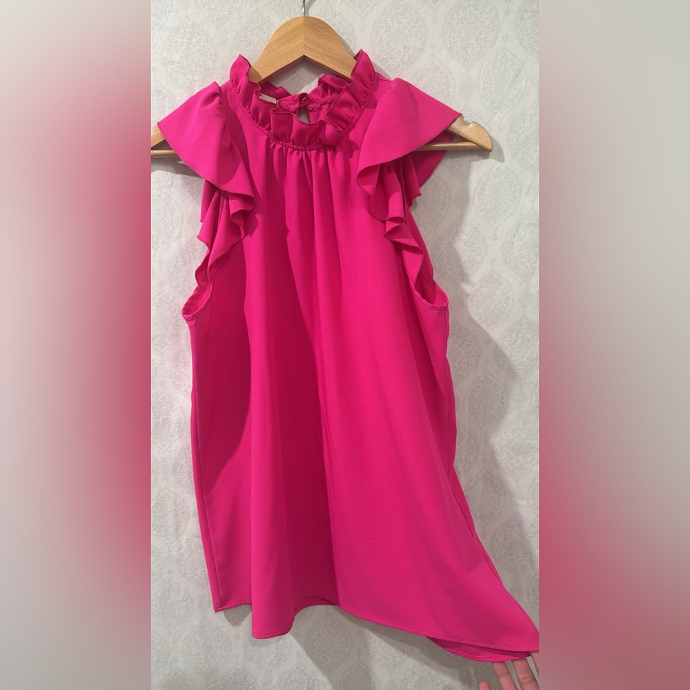Vibrant Pink Ruffle Sleeve Top